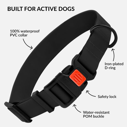 CollarDirect Adjustable Dog Collar Colorful Waterproof Pet Collars for Small Medium Large Dogs Puppy Pink Black Blue Mint Green Orange (Neck Fit 1...