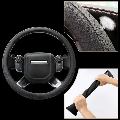 COFIT Breathable Steering Wheel Cover Microfiber Leather with Center Mark Design Large Size 15 1/2-16 Inch Black...