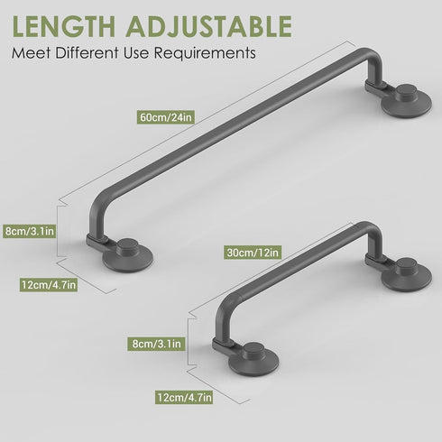 LUXEAR Towel Bar, 24 Inch Adhesive Bathroom Towel Bar with Upgrade Suction Cup, Tool Free Adhesive Shower Towel Rack with 5 Sliding Hooks, Wall Mo...