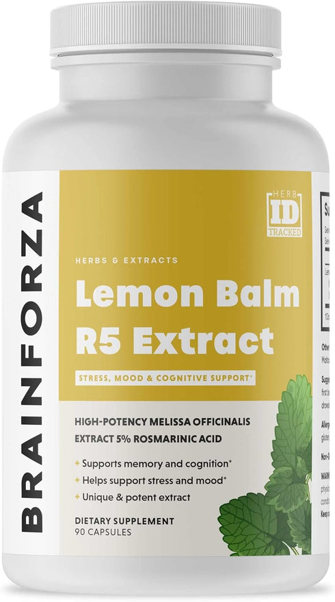Brain Forza Lemon Balm R5 Extract Capsules - Standardized Extract 5% Rosmarinic Acid, 90 Capsules...