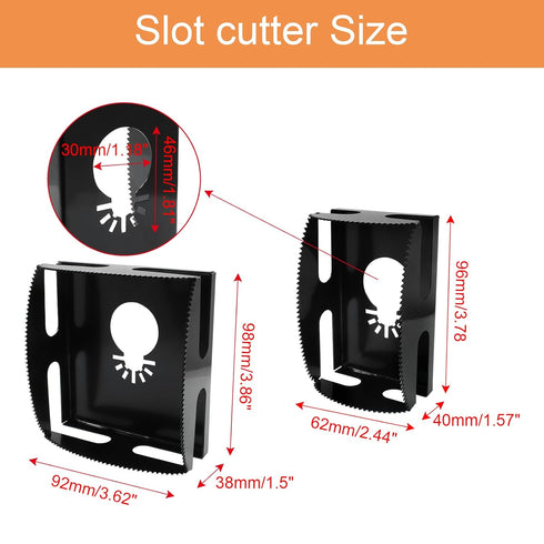 Square Slot Cutter, 2 Pcs Stainless Steel Outlet Cutout Multi-Tools Carving One Step in Place Oscillating Milling Cutter for Drywall/Plastic Metal...