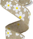 Daisy Flower Canvas Wired Edge Ribbon, 10 Yards (Light Beige, 1.5")...