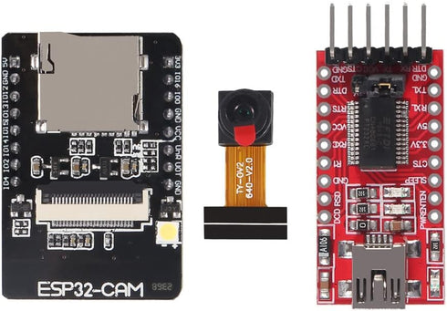 ESP32-CAM WiFi + Bluetooth Module WiFi ESP32 CAM Development Board with Camera Module OV2640 2MP + FT232RL FTDI USB to TTL Serial Converter + 20 p...