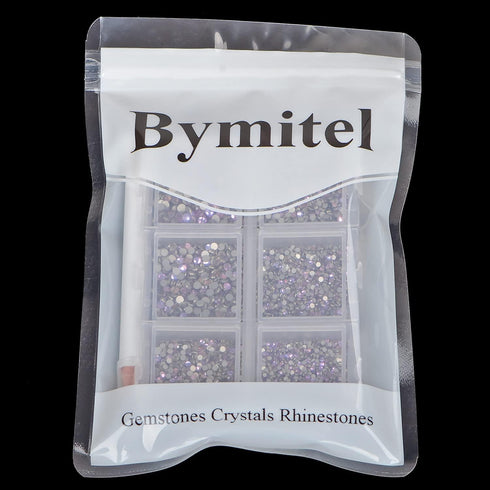 Bymitel 7200 Pieces 6 Mixed Sizes Glue Fix on Glass Rhinestones Round Crystal Gems Flatback for DIY Jewelry Making with one Picking Pen(6-Sizes 72...