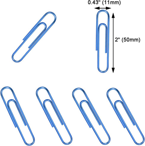 Paper Clips, 2 Inch Large Paper Clips(50mm), Corrosion-resistant Vinyl Coated Paper Clips, Durable and Save-money, Holds up to 30 Sheets Jumbo Pap...