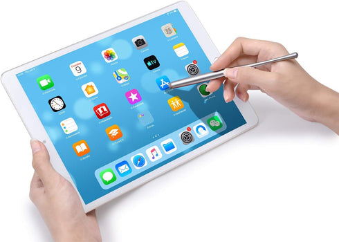 Slim Waist Stylus Pens for Touch Screen, Compatible with iPad, iPhone, Kindle Fire + 8 Extra Replaceable Hybrid Fiber Tips (Black,Silver,Blue, Red...