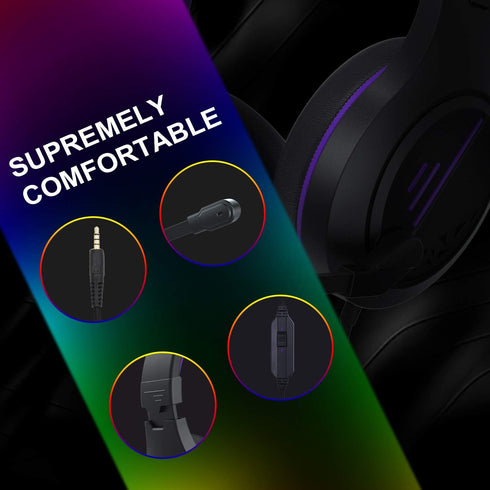 Stereo Gaming Headset for PS4, PC, Xbox One Controller, Noise Cancelling Over Ear Headphones with Mic, Soft Memory Earmuffs for Laptop/Mac/Nintend...