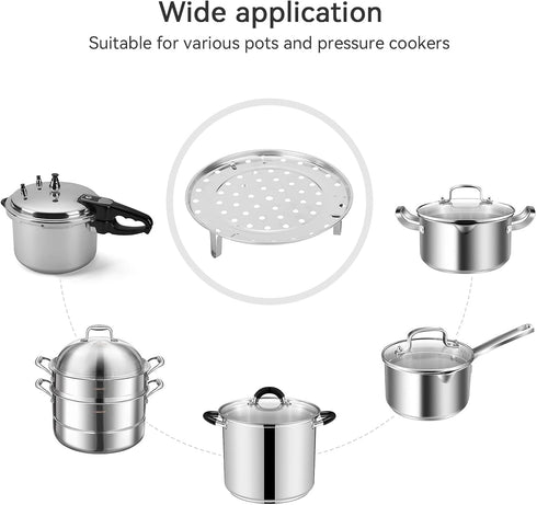 Steamer Rack, 10.2 Inch Stainless Steel Steamer Rack Steam Tray with Removable Legs, Pressure Cooker Canner Round Pot Steaming Tray for Steamers C...