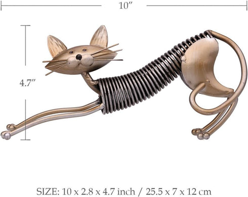 Too-arts Metal Sculpture Iron Art Cat Spring Handicraft Crafting Home Decoration Furnishing Craft...