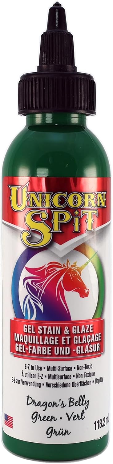 Unicorn SPiT 5770007 Gel Stain and Glaze, Dragon's Belly 4.0 FL OZ Bottle, Green...
