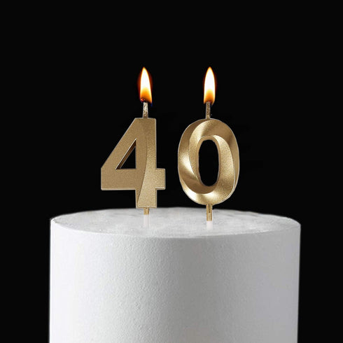 Bailym 40th Birthday Candles,Gold Number 40 Cake Topper for Birthday Decorations Party Decoration...