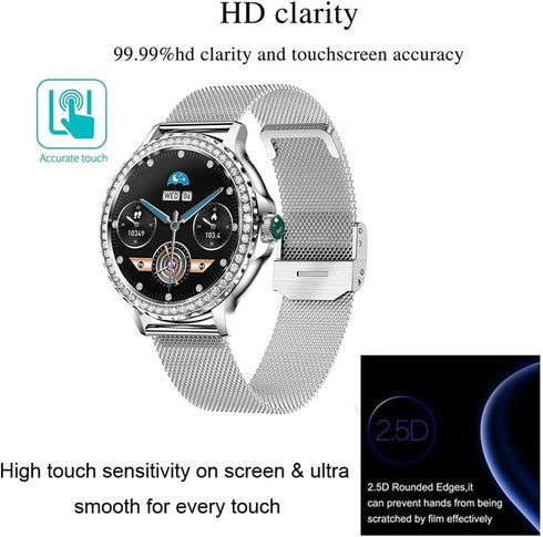 3 Pack Compatible with Fitonus F19 1.3 inch Smartwatch Screen Protector Tempered Glass Compatible with BOCLOUD NX19 1.32'' Smart Watch Screen Prot...