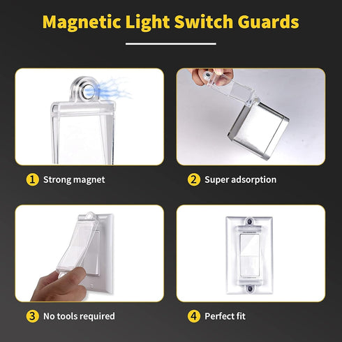 Magnetic Light Switch Guard Cover- PSZEZNZ Light Switch Outlet Covers for Flat Modern Wall Switches-Child Safety Protection(Clear,6 Piece)...