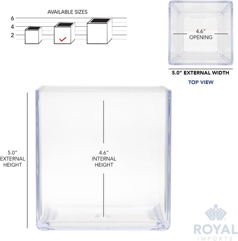 Royal Imports Flower Acrylic Vases Cubes, Decorative Centerpiece for Home or Wedding, Non Breakable Plastic, 5x5 - Clear...