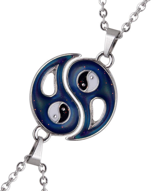 Temperature Sensing Color Changing Yin and Yang Tai Ji Best Friend Small Pendant Necklace Set, Pack of 2...