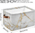 White Gold Marble Storage Basket Bin Large Fabric Toys Storage Cube Box with Handles Collapsible Closet Shelf Cloth Organizer Basket for Nursery B...