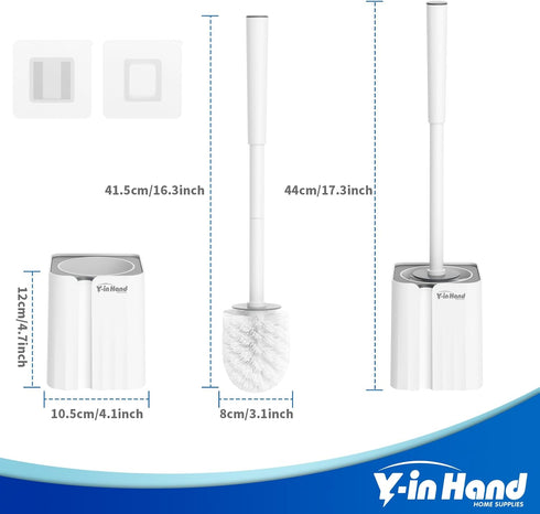 Toilet Bowl Brush and Holder Set, Compact Toilet Scrubber Brush for RV and Bathroom Cleaning, Durable Classic 360°PP Bristle, Drip-Proof, Wall Mou...