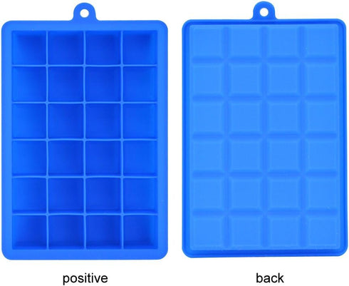 Ice Cube Tray, Silicone Square Ice Trays Easy Release Stackable Ice Cube Mold with Removable Lid, 24 Cavity (2 Pack,Blue)...
