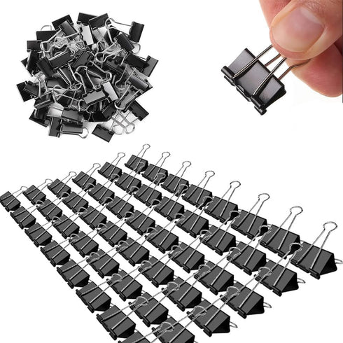 Small Binder Clips, 144 Pack, 3/4 Inch, 0.75 Inch, Standard 19mm, Black, Small Binder Paper Clips, Fold Clamp, Small Size, Small Paper Clips, Offi...