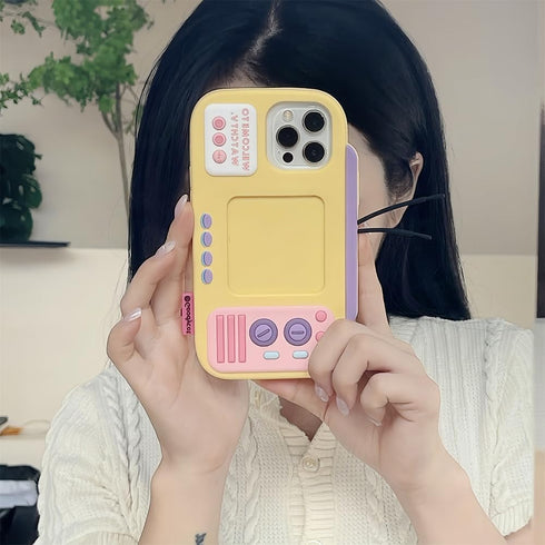 UnnFiko 3D Cartoon Phone Case for iPhone 15, Retro TV Shape Funny Case Soft Protective Cases for Girls Women (Yellow, iPhone 15)...