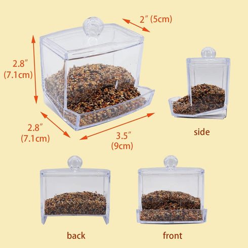 Button Quail Transparent Automatic Feeder Feed Box Seed Food Container...