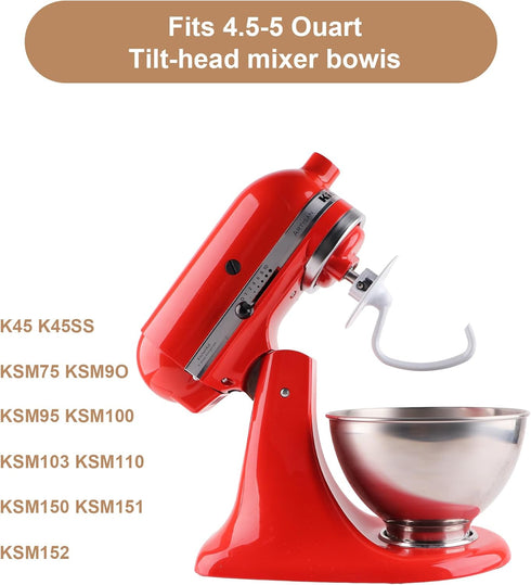 C-shaped K45DH Coated Dough Hook, Attachment for KitchenAid 4.5-5.0 Quart Bowel, Compatible with KitchenAid K45 K45SS KSM90 KSM150 Tilt-Head Stand...