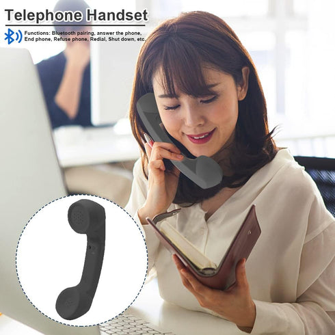 Retro Telephone Handset, Bluetooth Cordless Mobile Phone Radiation Proof Telephone Handset USB Handsets for Cell Phones(Black)...