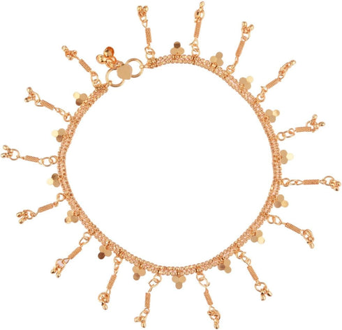 Efulgenz Gold Tone Indian Jewelry Set for Women Dubai Style Anklet Set Bollywood Fashion Indian Gold Tone Drop Anklet Indian Bridal Jewelry for We...