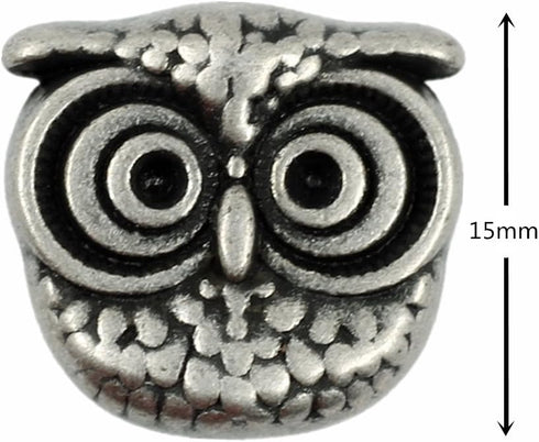 Bezelry 12 Pieces Cute Owl Antique Silver Color Metal Shank Buttons 15mm (19/32 inch) (Antique Silver)...