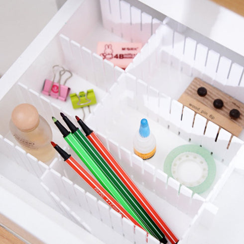 ShineMe Drawer Dividers, 8pcs Drawer Divider Organizers, White DIY Plastic Grid, Plastic Adjustable Drawer Dividers, Household Storage Makeup Sock...
