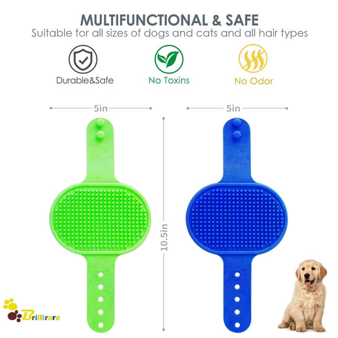 2 Pack Dog Grooming Brush, Premium Soft Silicone Pet Bath Brushes with Adjustable Handle, Shampoo Soothing Comb for Wet Dry Long Short Haired Dogs...