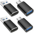 SheraF 4 Pack USB to USB C OTG Adapter, 2Pack Type C Female to A Male Charger Converter 2Pack USB C Male to USB 3.0 Female Adapter Thunderbolt 4 C...
