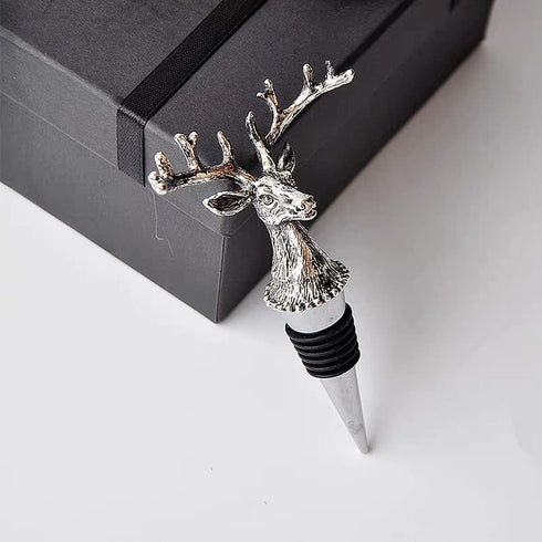 Wine Bottle Stopper Airtight Seal-Decorative Deer Stainless Steel Antlers Animal Elk Silver Bottle Topper for Wine &Beverage Plug...