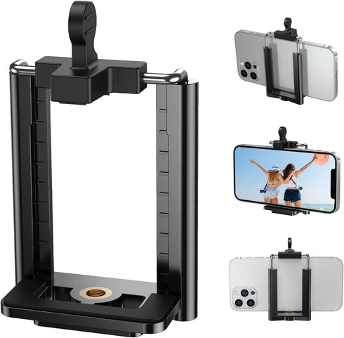 Tripod Phone Mount Holder - Adjustable Phone Holder Clip for Tripod iPhone Mount Adapter Cell Phone Clamp, Fits iPhone 15 14 13 12 Pro Max Galaxy ...