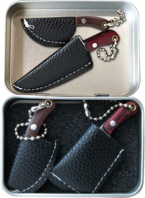 HAOXU Mini Pocket Knife Set Damascus Tiny Knife For Beer Bottle Opener Package Box Cutter Necklace Knife - 4pcs...