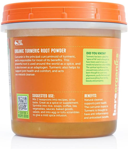 BareOrganics Turmeric Root Powder Superfood, Dietary Supplement, 8 Oz...