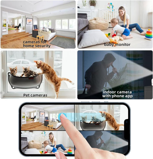 Indoor Security Camera for Home, WiFi Cameras with Phone App, Baby Monitor Dog-Cat-Pet Cameras, 2.4GHz Surveillance Cameras with Night Vision, Mot...