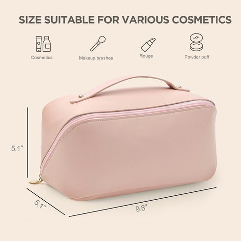 HBselect Travel Makeup Bag, Large Capacity Cosmetic Bags for Women,Waterproof Portable Pouch Open Flat Toiletry Bag Make up Organizer with Divider...