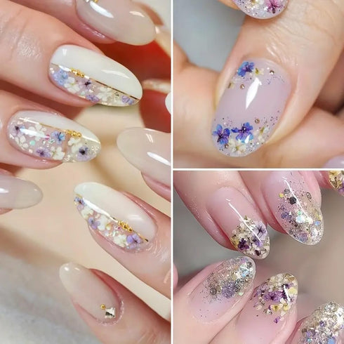 3D Dried Flower for Nails, Flower Nail Art Stickers 1Box Mixed Dried Flowers for Nail Art Resin DIY Crafts Natural Real Dry Flower Decals for Spri...