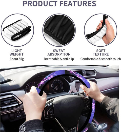 Swono Butterfly Bling Steering Wheel Cover for Men Women Beautiful Butterflies Purple Bling Universal 15 Inch Auto Neoprene Case Anti-Slip Car Whe...