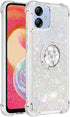 Phone Case for Samsung Galaxy A04E /A03/M04/F04,Shockproof Clear Quicksand Glitter with Bling Diamond Ring Stand,Cute Women Girls Case for Galaxy ...
