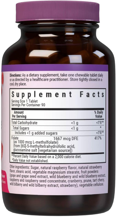 Bluebonnet EarthSweet Methylfolate 1000 mcg Cellular Active Coenzyme 5-MTHF L Methyl Folate Supplement - Prenatal & Energy Support - Non-GMO, Vega...