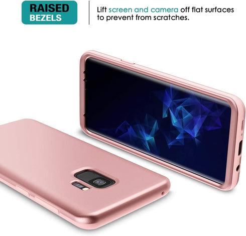 SURITCH Case for Samsung Galaxy S9,?Built in Screen Protector??Support Wireless Charging? Rugged Back Cover Hybrid Bumper 360 Protective Case Matt...