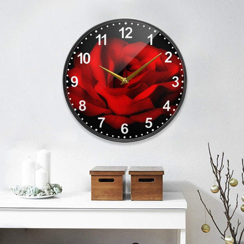 ALAZA Red Rose Flower Black Wall Clock Battery Operated Silent Non Ticking Clocks for Living Room Decor 12 Inch / 9.5 Inch...