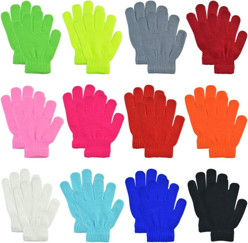 12 Pairs Kids Warm Gloves Winter Gloves Knit Gloves for Kids Boys Girls Children Christmas Gift...