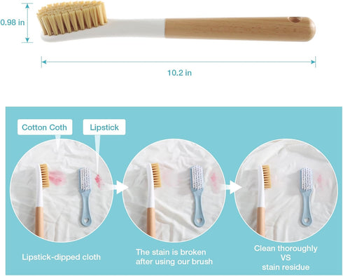 Wood Laundry Brush, OSCIOSS Laundry Stain Brush wth Long Handle and Soft Bristle for Cleaning Clothes & Shoes, Protable Laundry Brush for Stains o...