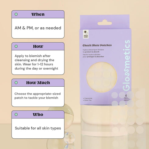 Glossmetics Check Mate Hydrocolloid Spot Stickers - Blemish Dots Clear Pimple Patches for Face, Zit Patches for Blemish Patch (40 Count) (Dots Cle...