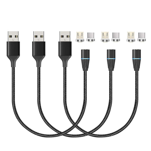 N. NETDOT Gen12 Magnetic Fast Charging Data Transfer Cable compatible with Micro-USB & USB-C smartphones Come with 2 Connectors each cable[1ft,3 p...