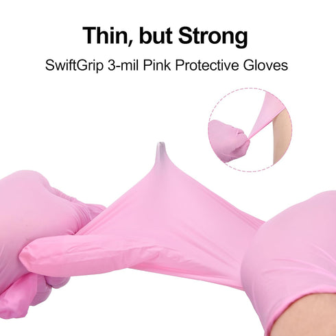 Nitrile Disposable Gloves, 3-mil, Medical exam Gloves Disposable Latex Free, Gloves for Cleaning & Esthetician, Pink Rubber Gloves, Pink Cleaning ...