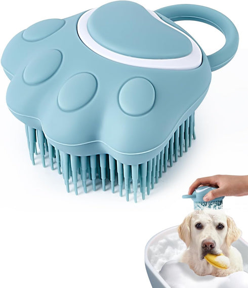 Silicone Dog Bath Brush Dog Shower Brush, Pet Shampoo Brush Scrubber Massage Dispenser, Soft Silicone Grooming Shower Brush for Short Long Haired ...